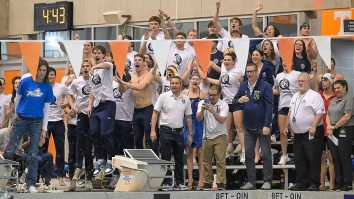 Hilarity Ensues As College Swimmer Dives Into Pool WAY Too Early During Conference Championship