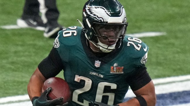 Eagles RB Saquon Barkley during Super Bowl LIX