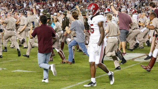 Texas A&M fans storm field after beating Alabama