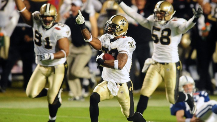 Tracy Porter returns interception in Super Bowl