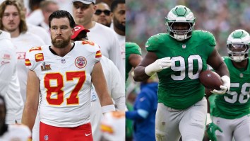 Travis Kelce Silenced While Trash Talking 340-Pound Jordan Davis Before Super Bowl Walk Of Shame