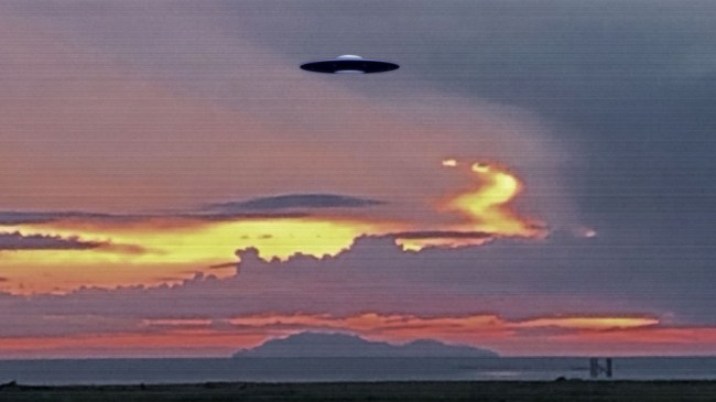 ufo in the sky at dusk