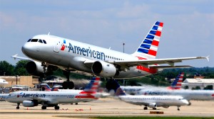 American Airlines A319 takes off