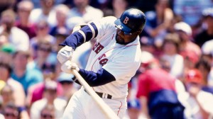 Boston Red Sox first baseman Mo Vaughn in action at Fenway Park