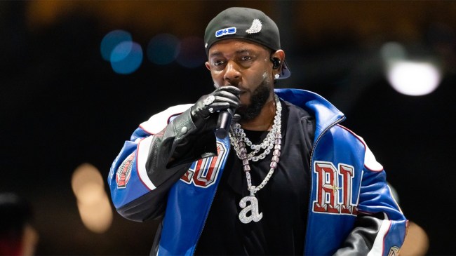 Kendrick Lamar performs during the halftime show of Super Bowl LIX