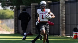 Texas Tech WR Micah Hudson at practice.