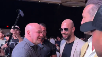 Andrew Tate Pulls Up To Power Slap In Vegas, Greeted By Dana White