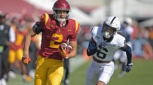 USC WR Duce Robinson runs with the ball vs. Penn State.