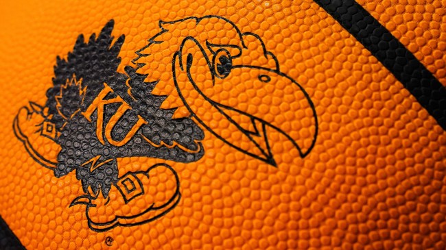 Kansas Jayhawks logo on basketball