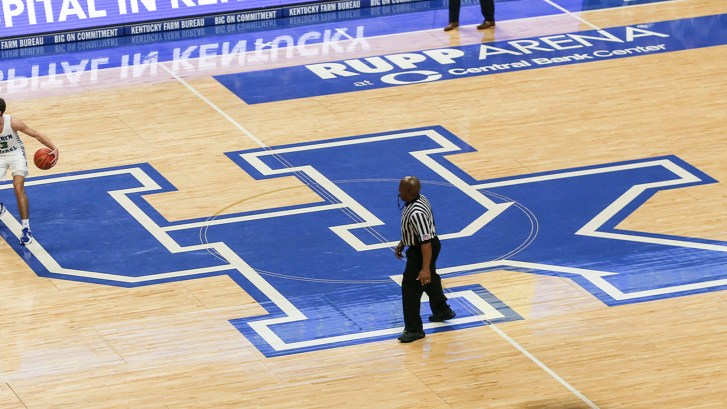 Kentucky logo on basketball court