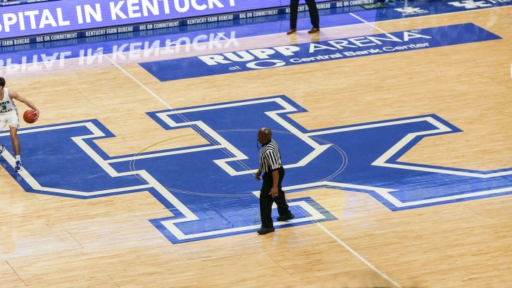 Kentucky logo on basketball court