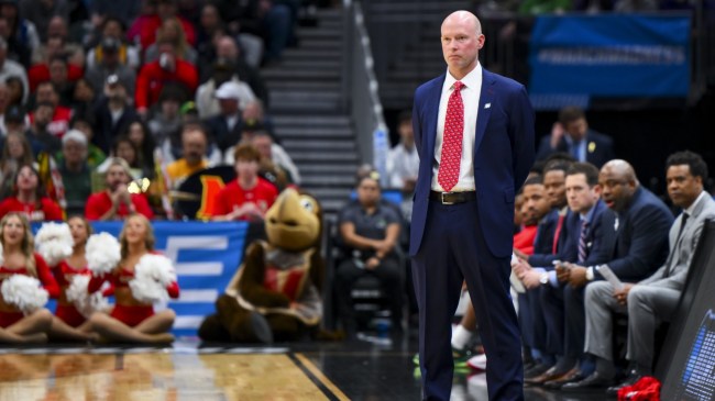 Maryland basketball coach Kevin Willard on the sidelines.