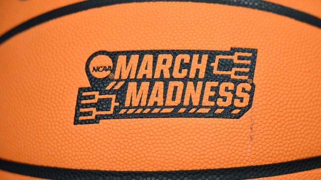 March Madness logo on basketball