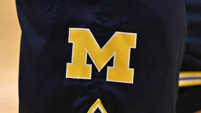 Michigan logo on basketball shorts