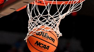 NCAA basketball going through net