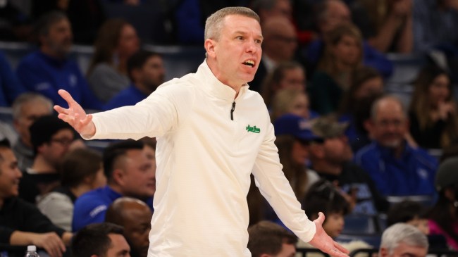 North Texas basketball coach Ross Hodge on the sidelines.