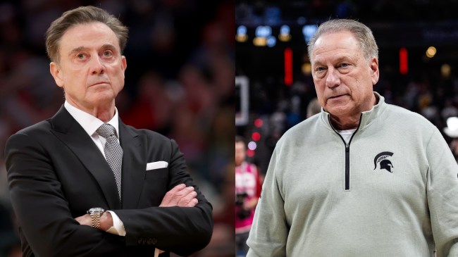 St. John's basketball coach Rick Pitino pictured beside Michigan State's Tom Izzo.