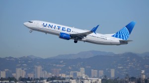 United Airlines flight taking off from LAX airport in Los Angeles