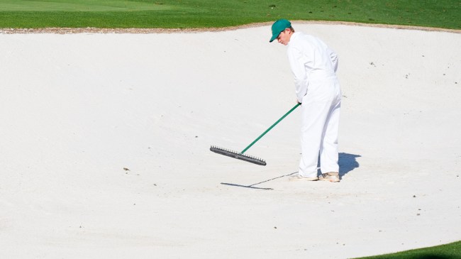 Caddie ranking bunker at The Masters