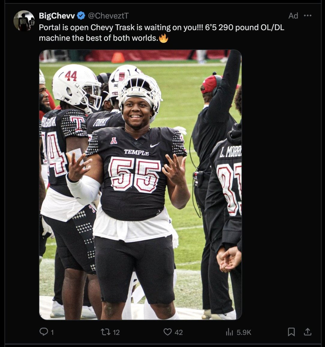 Chevez Trask Transfer Portal Ad Advertisement Football X