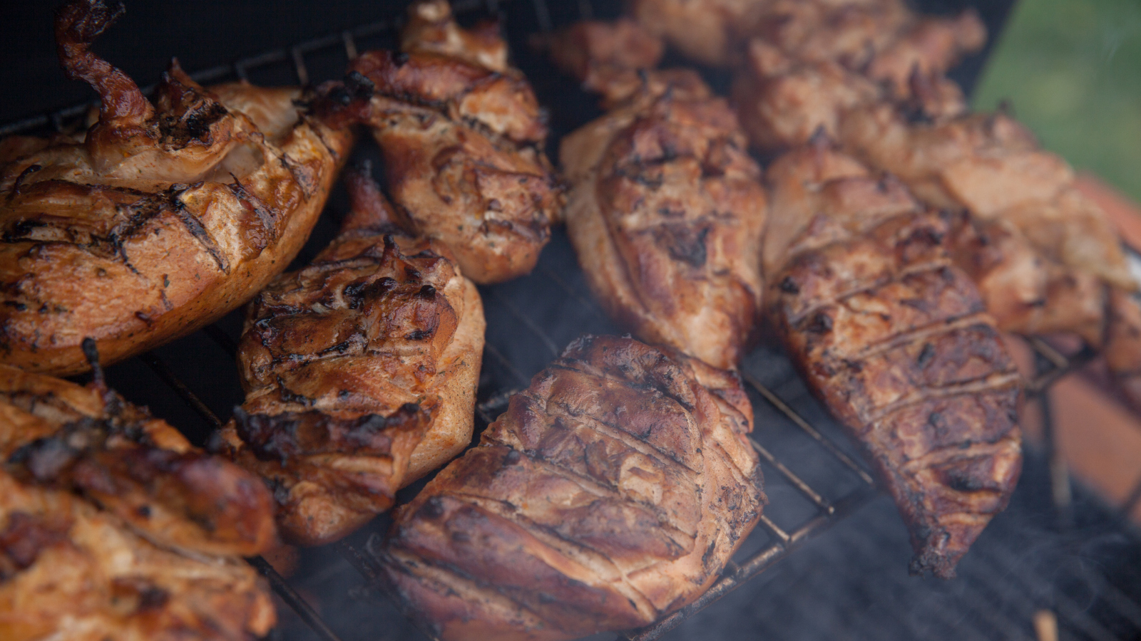 grilled chicken breast on the smoker