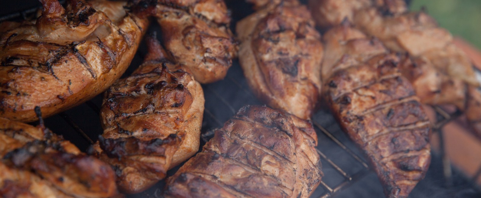 grilled chicken breast on the smoker