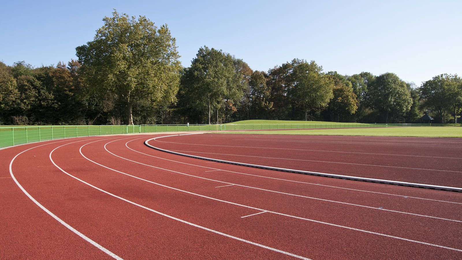 Running track lines on a sunny day