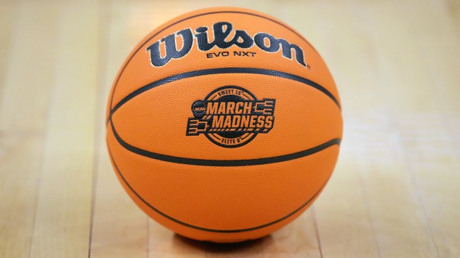 March Madness logo on basketball