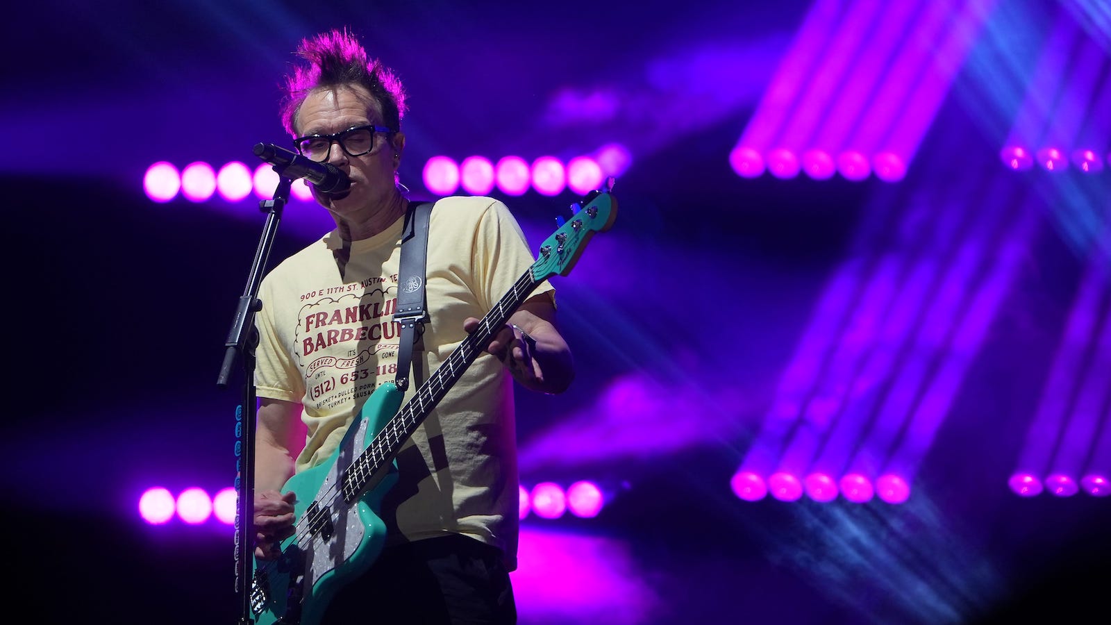 Blink 182 bassist Mark Hoppus performs at Austin City Limits Music Festival Friday, Oct. 4, 2024, in Zilker Park.