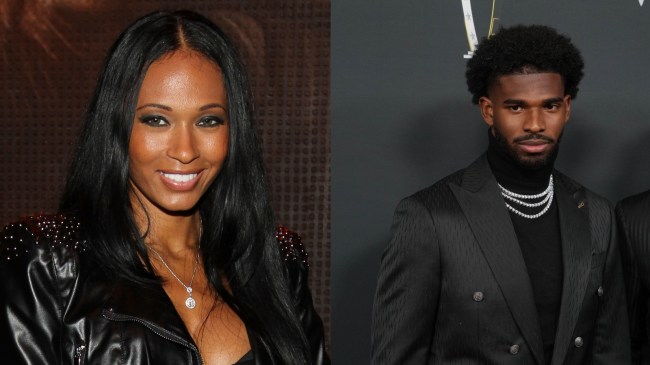 Shedeur Sanders pictured beside his mom, Pilar.