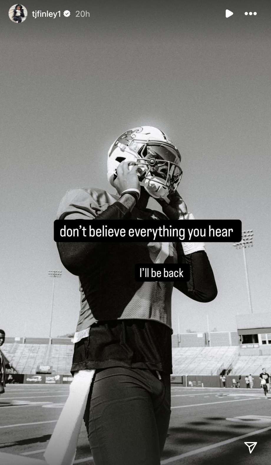 TJ Finley Arrest Stolen Car Response Instagram