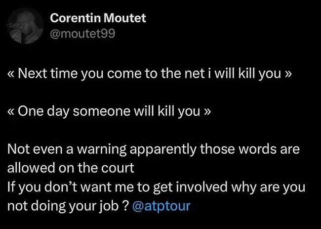 Corentin-Moutet-tweet-death-threat