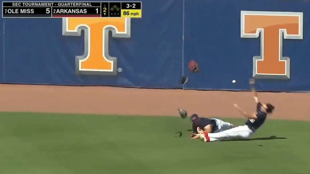 Arkansas Baseball Ole Miss Collision Controversy Post Video