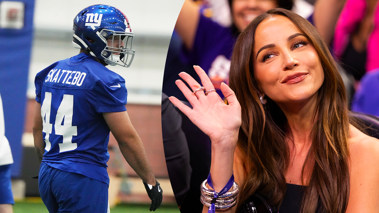 Cam Skattebo Makes Kay Adams Look Tiny With His Giant Body Cam Skattebo Makes Kay Adams Look Tiny With His Giant Body