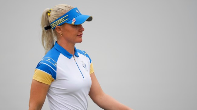 Charley Hull playing for Team Europe in the Solheim Cup.