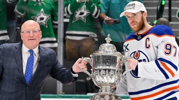 Superstitious Oilers Fans Freaked Out After Connor McDavid Touched The Supposedly Cursed Conference Championship Trophy