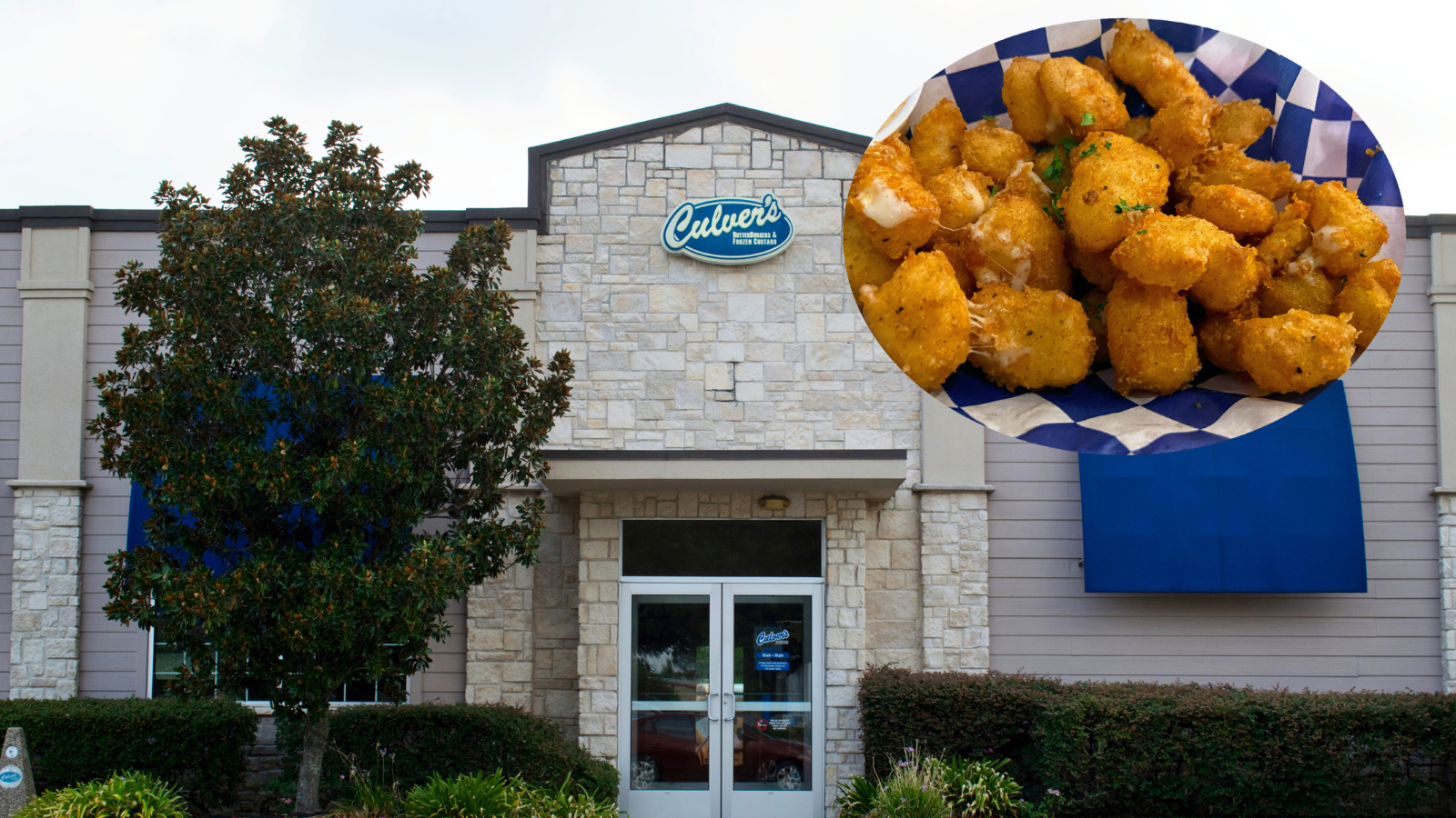 Culver's cheese curds in front of restaurant