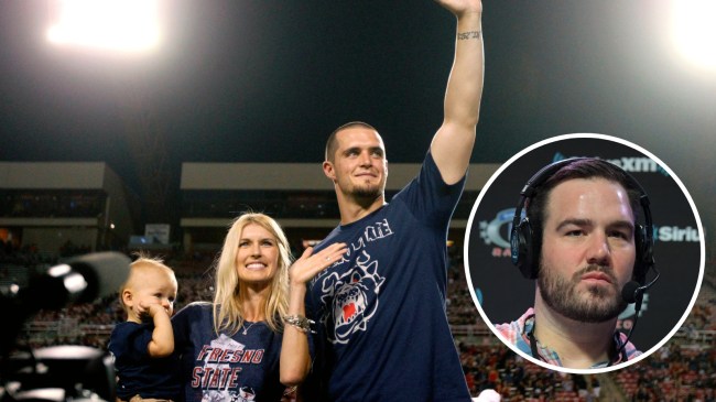 Derek Carr and family at a Fresno State football game / NFL insider Ross Tucker