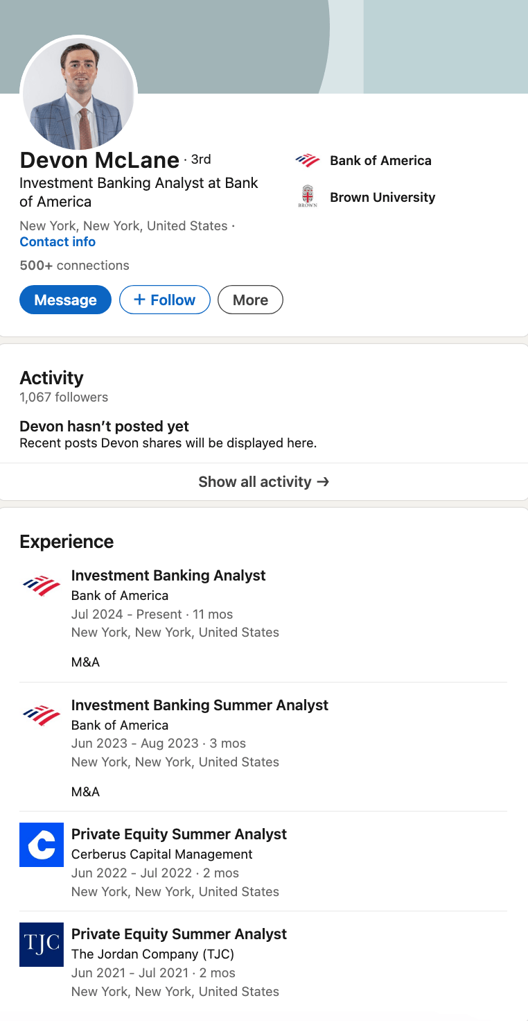 Devon McLane Investment Banker Notre Dame Lacrosse