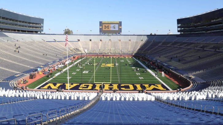 an empty Michigan Stadium aka the Big House