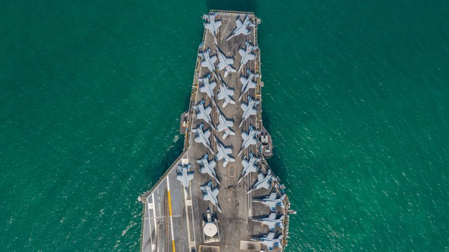 aerial view of fighter jets on the USS Harry S. Truman