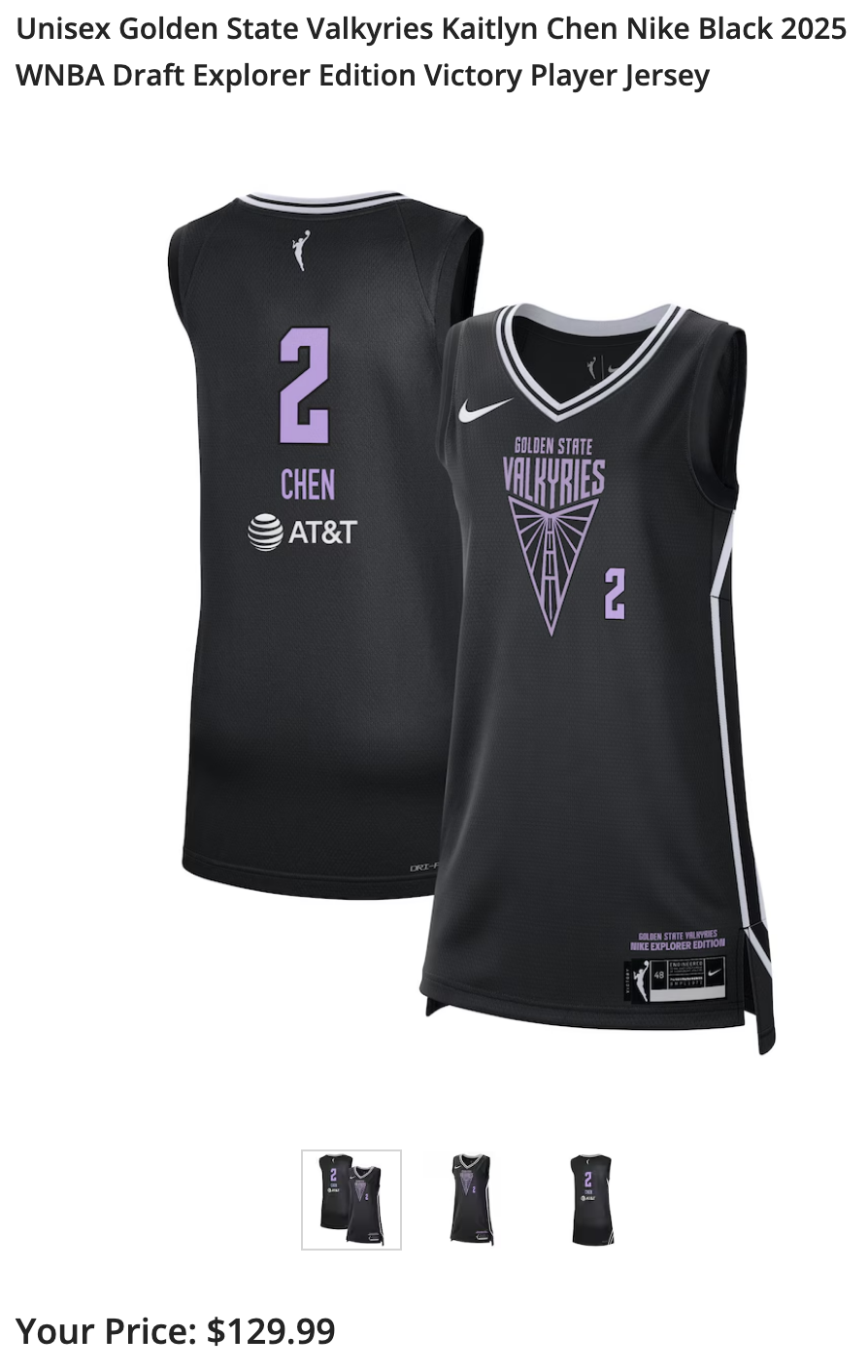 WNBA Jersey Cost