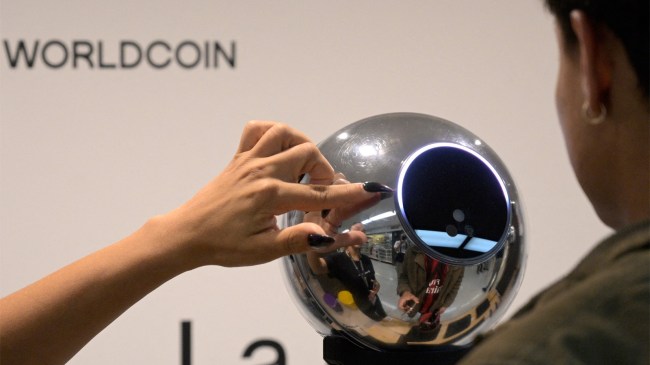 man-has-his-iris-scanned-with-an-orb-in-exchange-for-the-Worldcoin-cryptocurrency