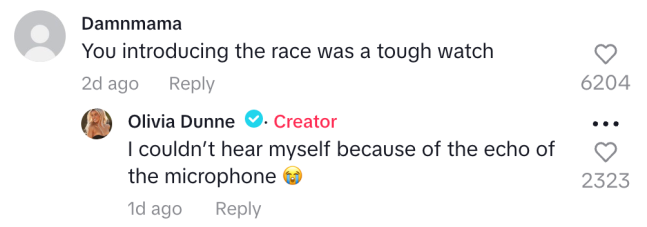 Olivia Dunne explaining Kentucky Oaks intro