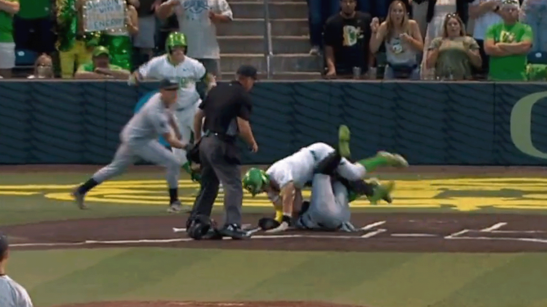 Oregon Baseball Controversy Obstruction Anson Aroz Ejection