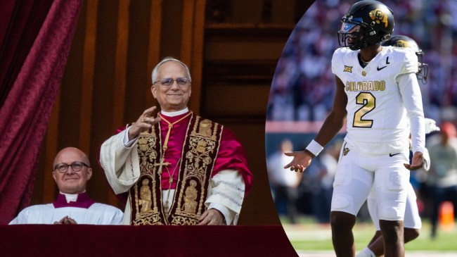 The Pope pictured beside Shedeur Sanders