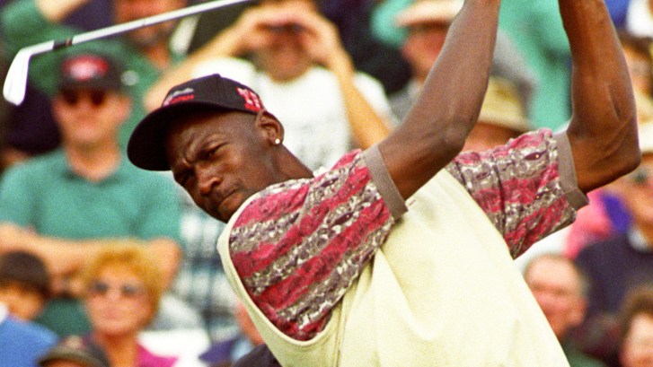 young Michael Jordan competing on the golf course
