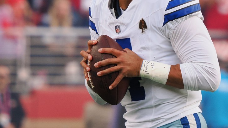 Dak Prescott holding a football