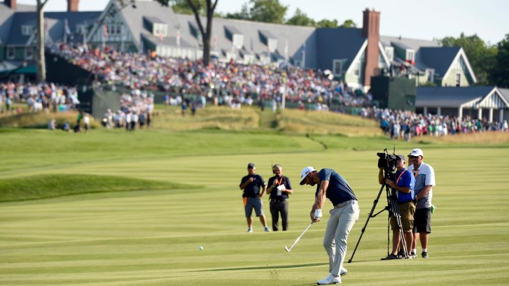 Dustin Johnson 12th hole at Oakmont Country Club