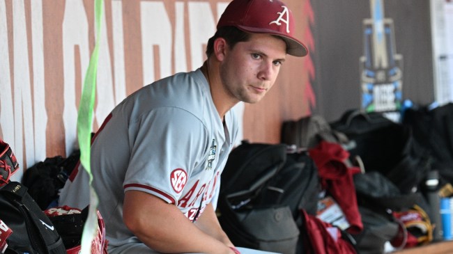 Arkansas pitcher Gage Wood at the College World Series
